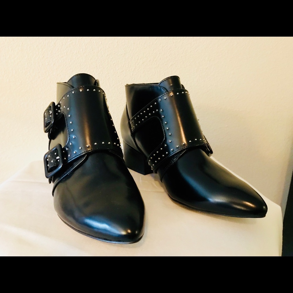 Black, leather, studded booties.